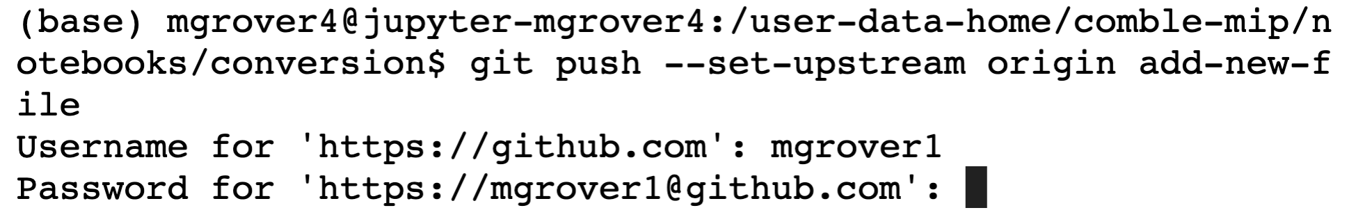 Git push username